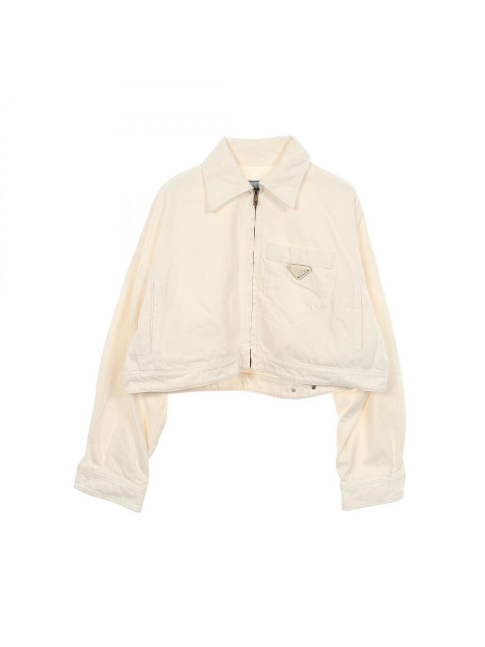 Prada Triangle Plate Zip-Up Denim #340159P12B